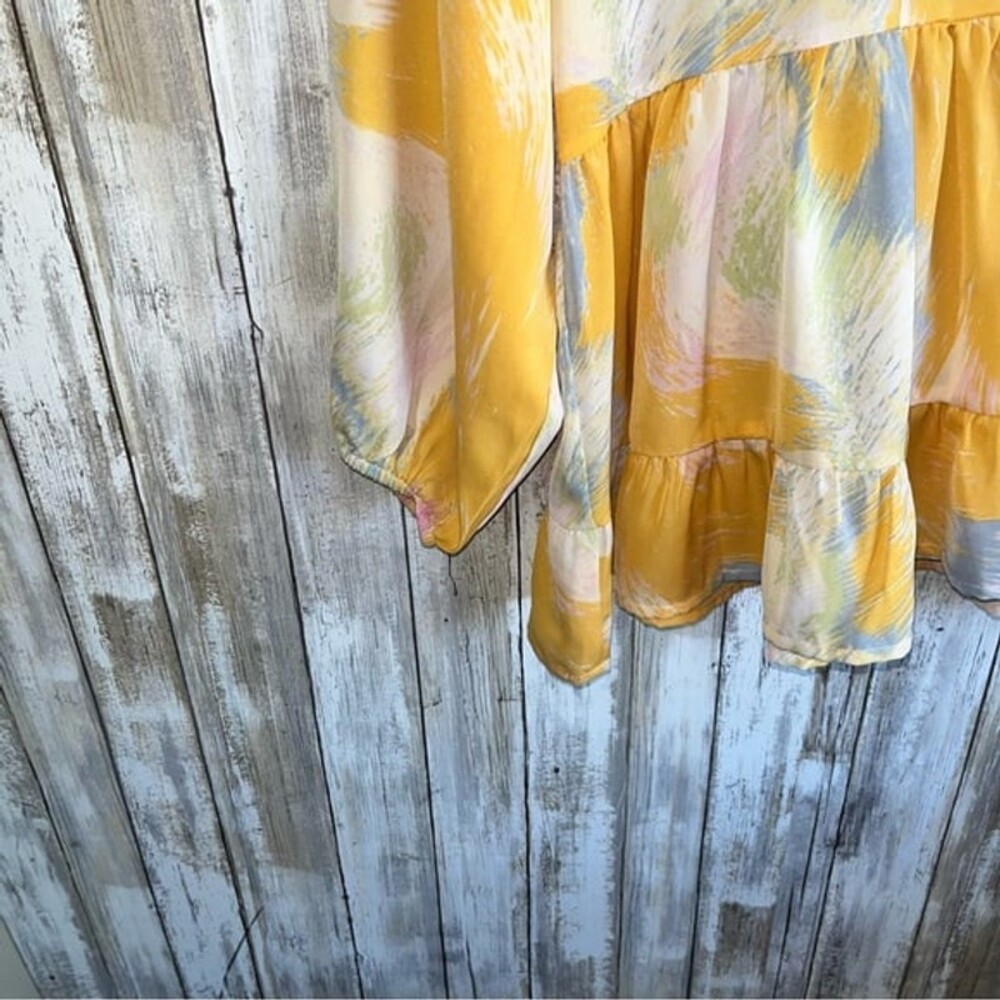 Entro Yellow, Blue Tired Ruffle Neck Blouse - Picture 3 of 6